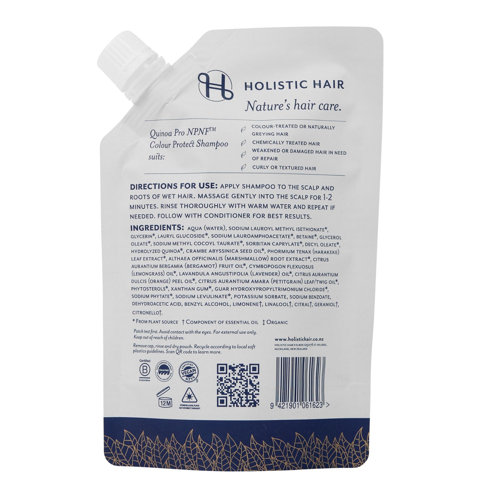 Quinoa Pro NPNF™ Colour Protect Shampoo Refill Pouch 500ml , Shampoo , Holistic Hair® , QuinoaShampooBack
