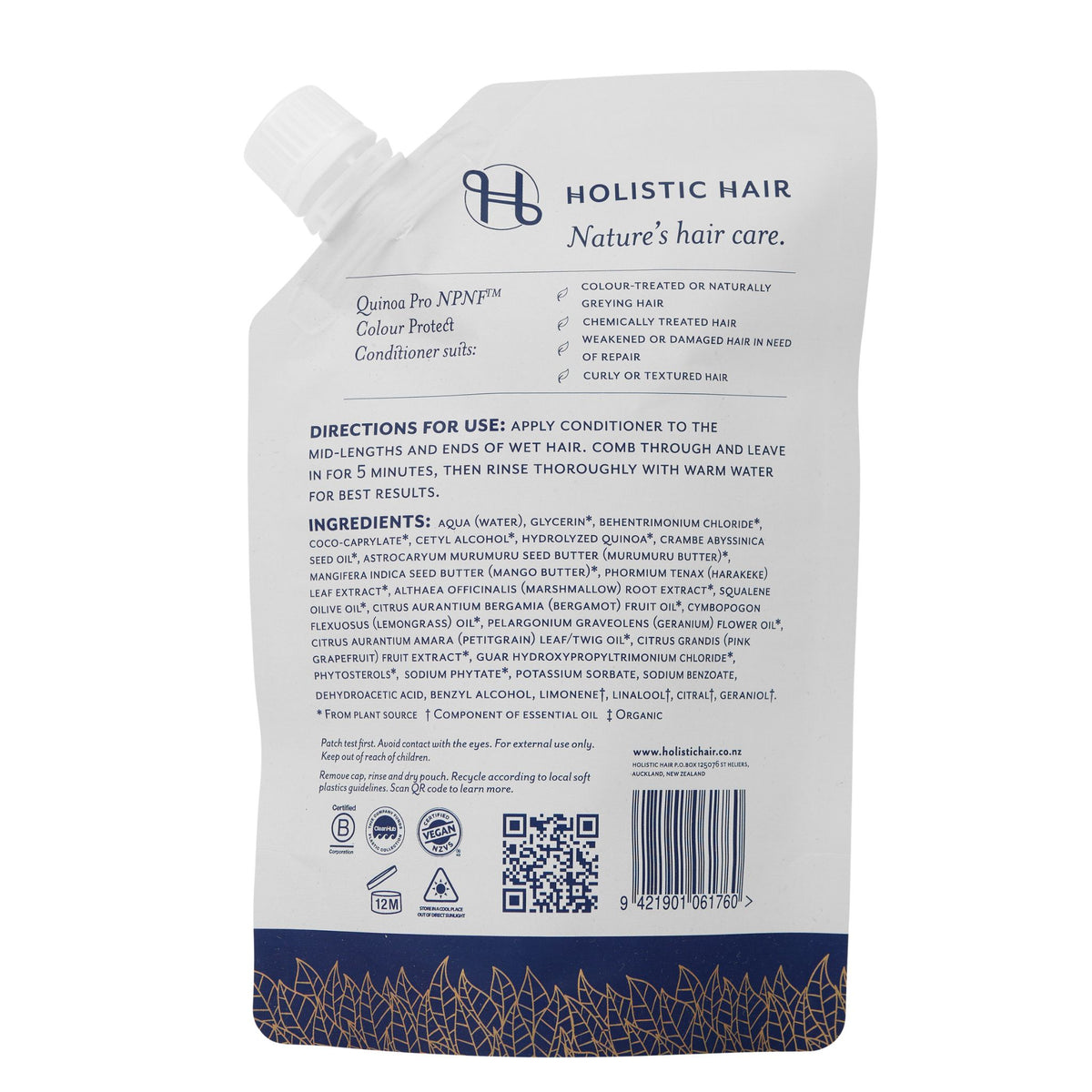 Quinoa Pro NPNF™ Colour Protect Conditioner Refill Pouch 500ml , Conditioner , Holistic Hair® , QuinoaConditionerBack