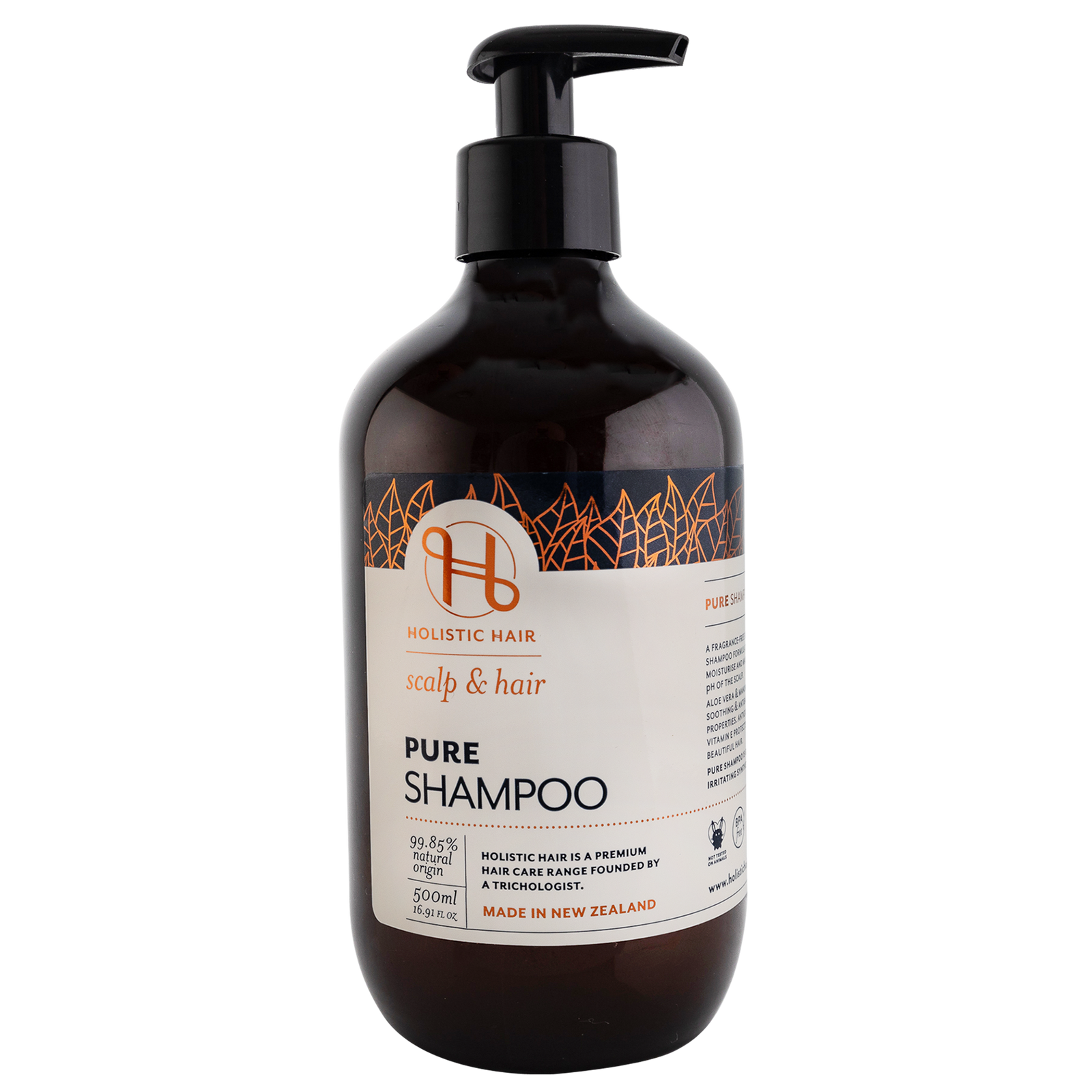 Gentle natural shampoo with manuka honey and aloe vera, designed for soothing and hydrating hair care.