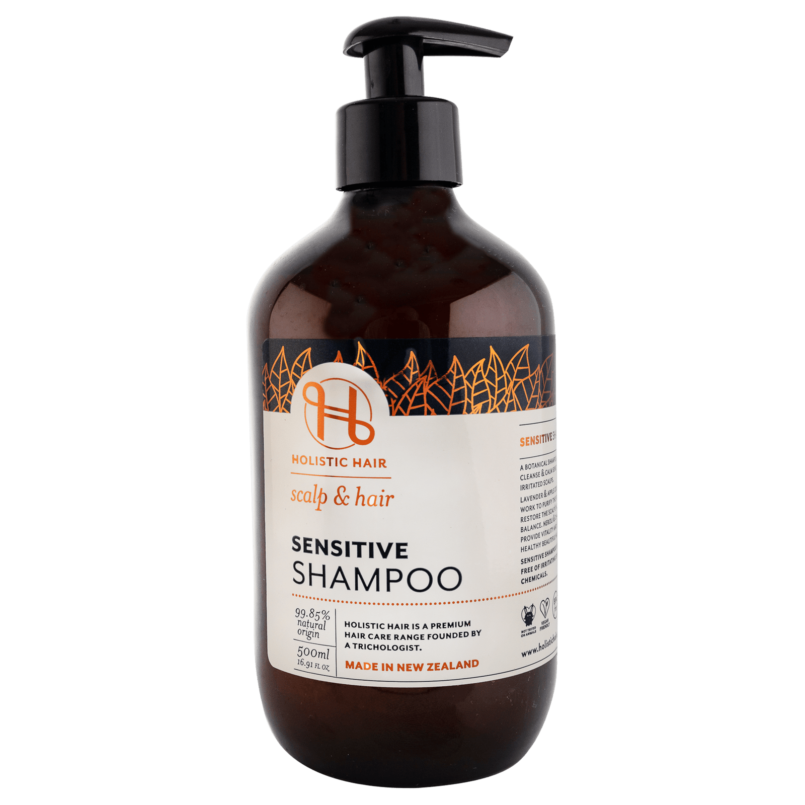 Calming Sensitive Shampoo with Lavender, Chamomile, and Neroli, ideal for fine, thinning hair, balancing the scalp’s microbiome, and reducing dandruff while enhancing shine.